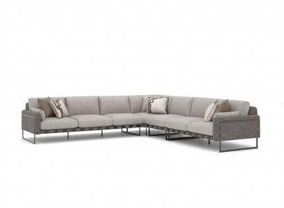 Modern upholstered sofa L-shape textile living room furniture luxury design seating